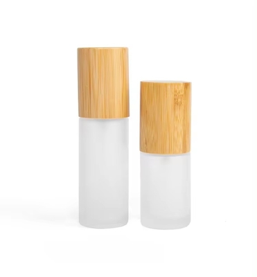 30 ml 50 ml 60 ml Bottiglia di spray di nebbia di vetro ghiacciato con tappo di bambù 30 ml-D37*H103