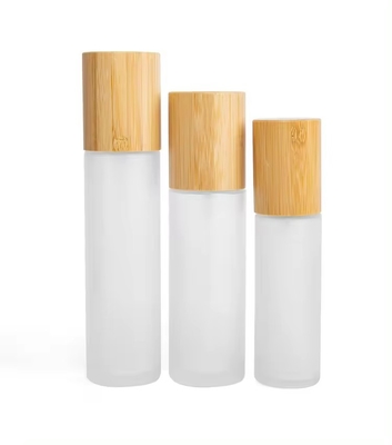 30 ml 50 ml 60 ml Bottiglia di spray di nebbia di vetro ghiacciato con tappo di bambù 30 ml-D37*H103