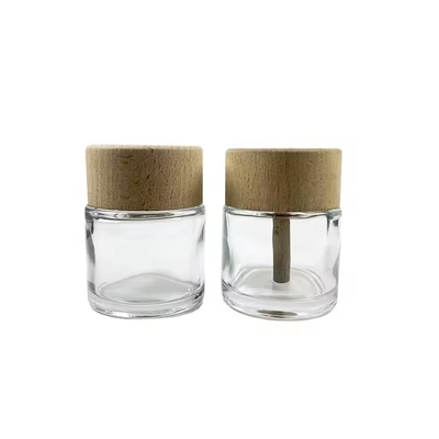 Bottiglie di diffusore in vetro trasparente da 50 ml con tappo in legno