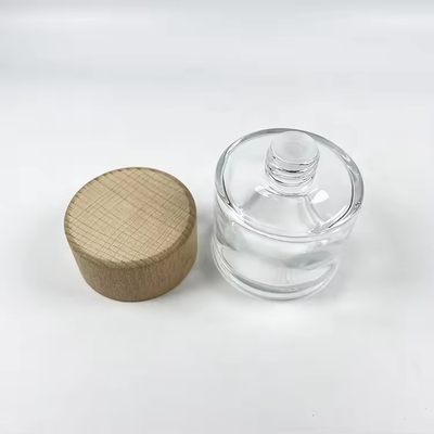 Bottiglie di diffusore in vetro trasparente da 50 ml con tappo in legno