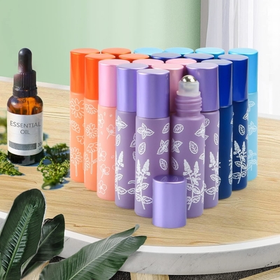 10 ml di rotolo di vetro su bottiglia con sfere a rulli in acciaio inossidabile, tappo in alluminio metallico