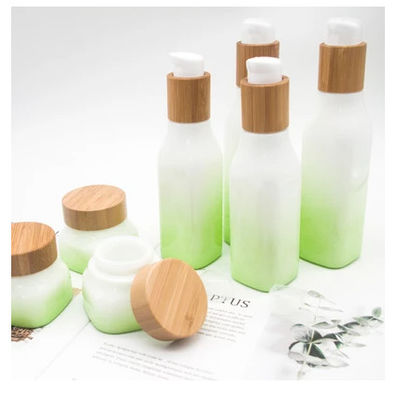 lozione cosmetica di vetro delle bottiglie di 100ml 43mm 43/410 di barattolo cosmetico con i coperchi di bambù