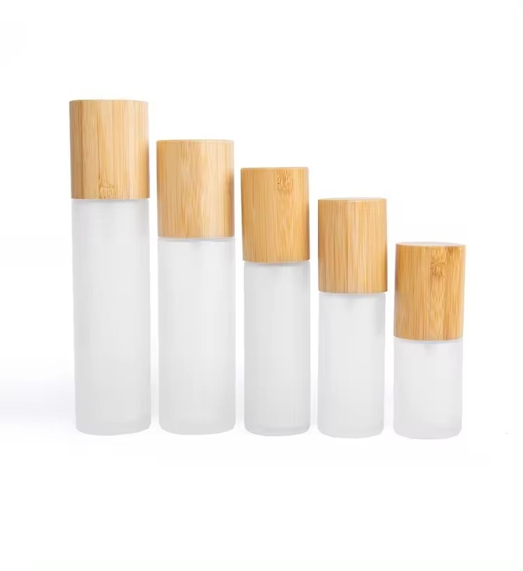 30 ml 50 ml 60 ml Bottiglia di spray di nebbia di vetro ghiacciato con tappo di bambù 30 ml-D37*H103