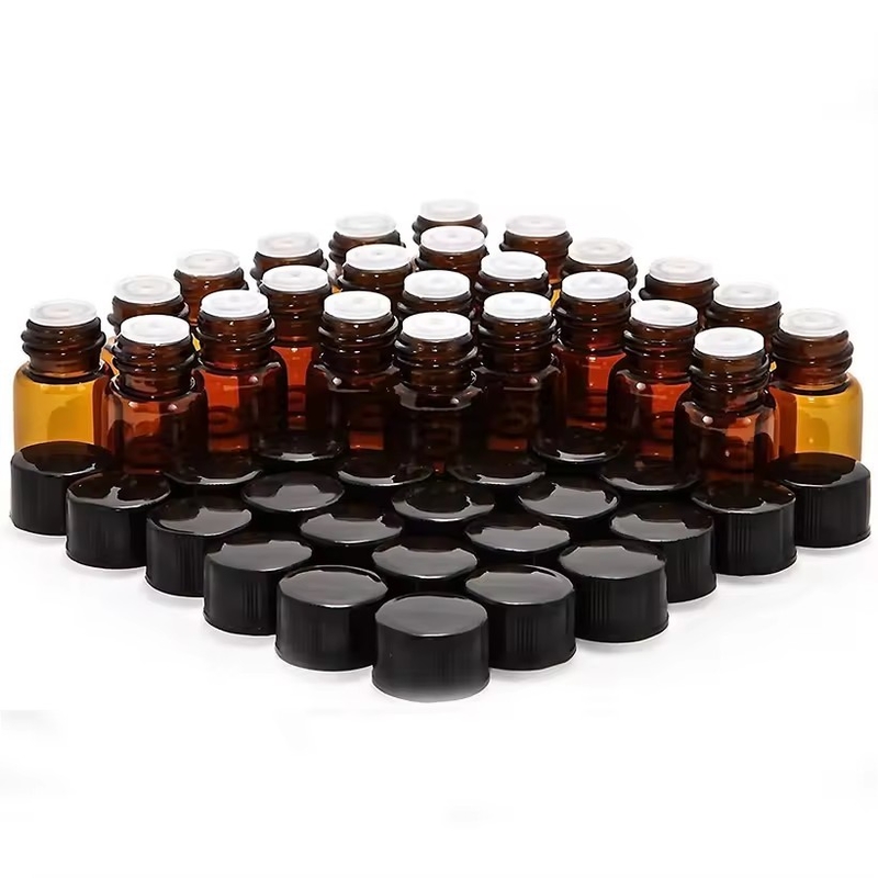 1 ml 2 ml 3 ml 4 ml 5 ml olio essenziale Mini flaconcini di vetro ambra con tappo a vite