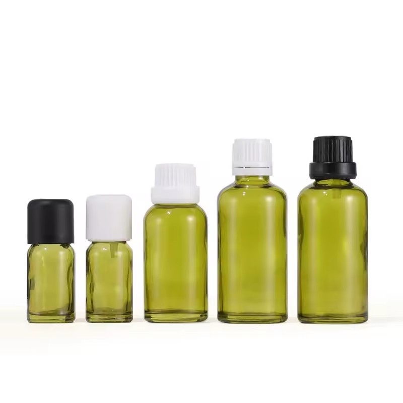 10 ml 15 ml 30 ml Olivo Verde Riduttore dell' orificio olio essenziale Bottiglia di vetro con coperchio